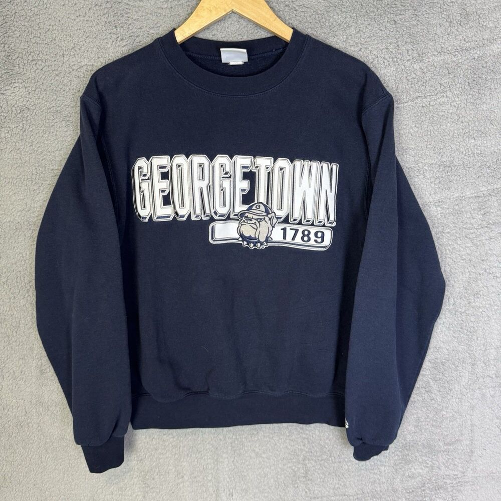 S Georgetown Hoyas Sweatshirt Mens S Blue Crew Neck Sweater Spell Out